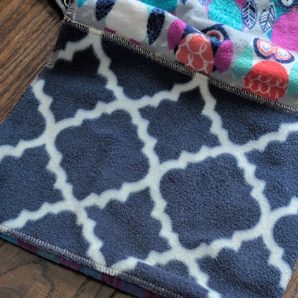 Handmade Owl Flannel & Blue Medallion Fleece Infinity Cowl Ring Scarf - Picture 3 of 7